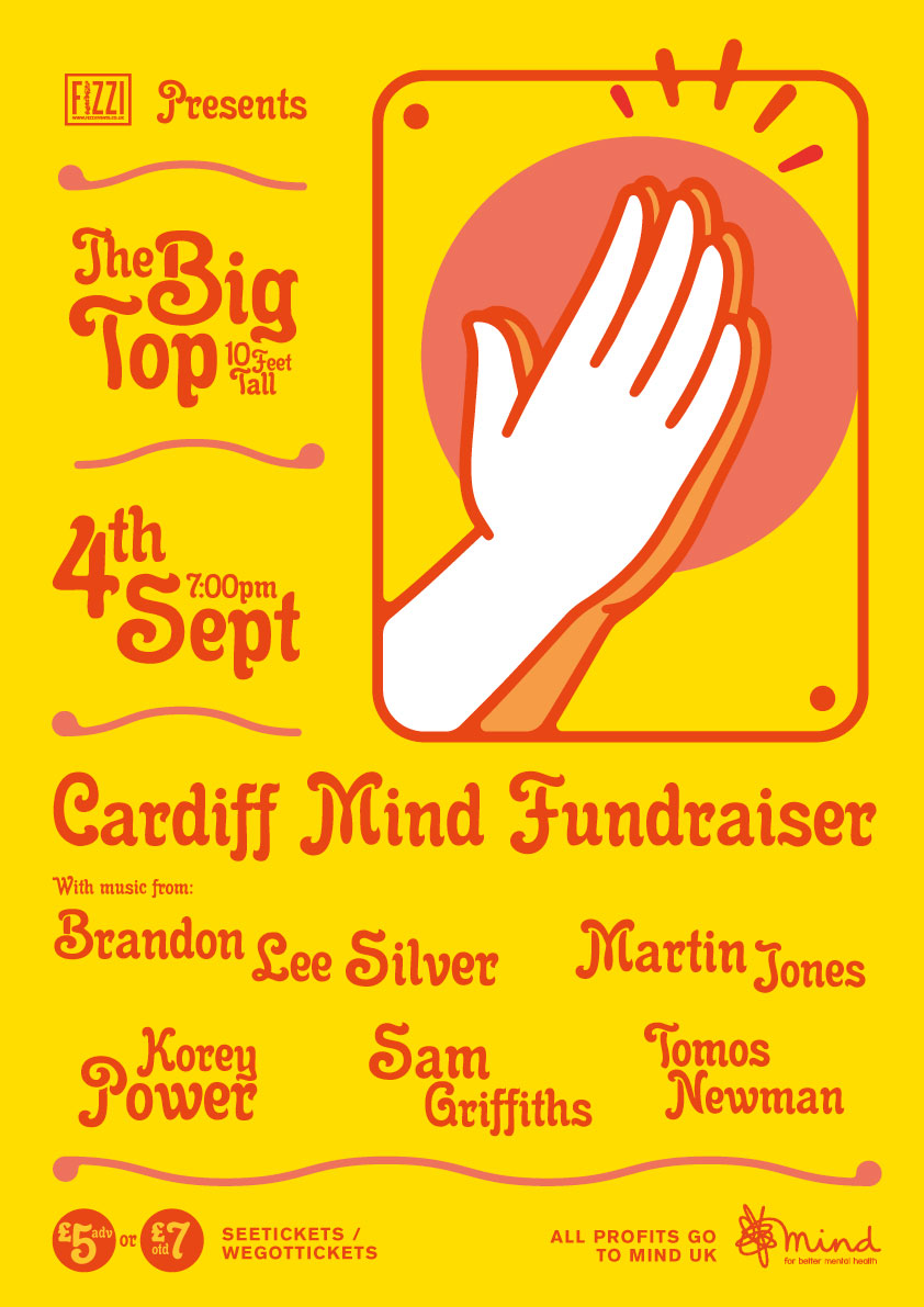 Poster of Fizzi Events Cardiff Mind Fundraiser with live music