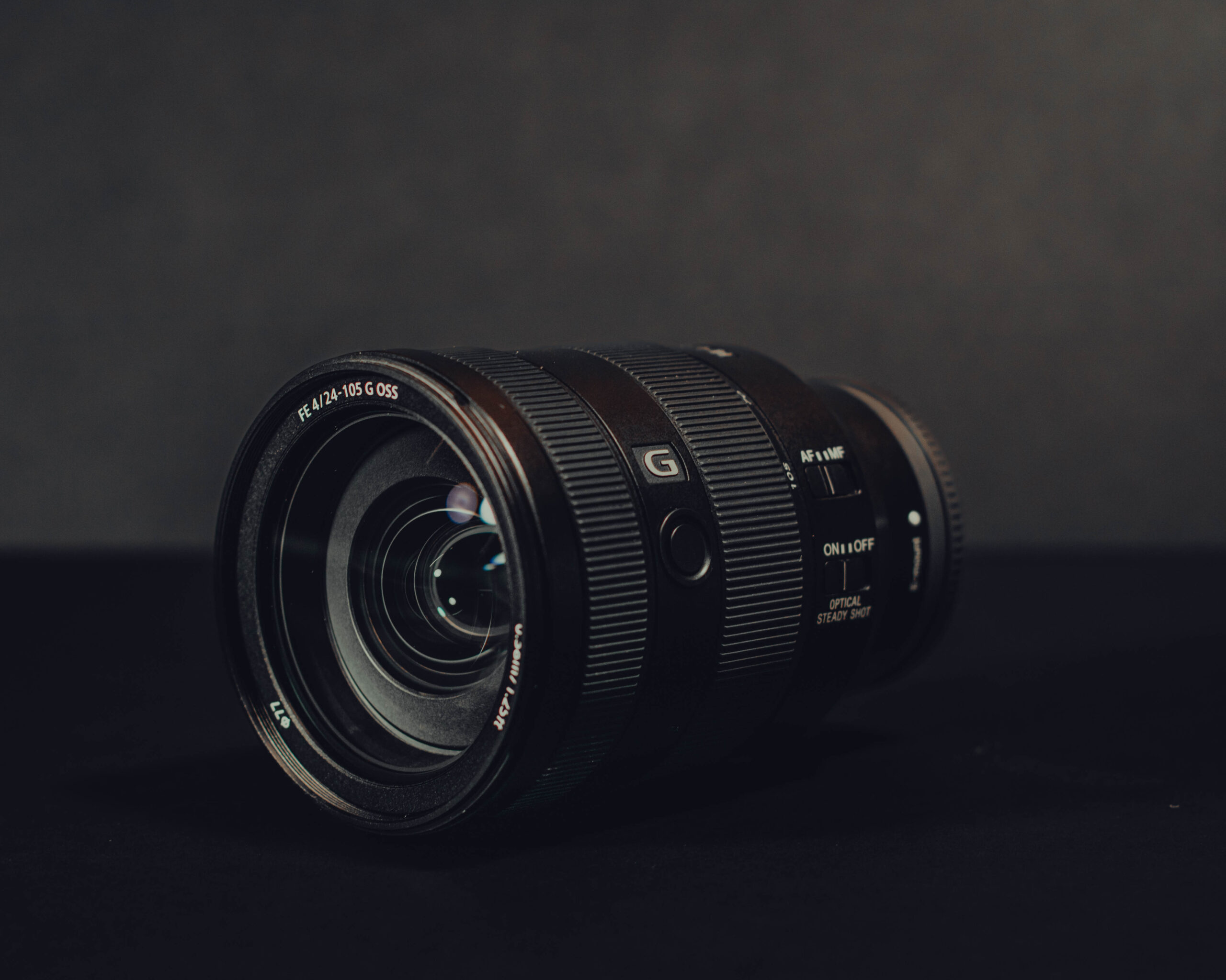 Photo of our Sony 24-105mm camera lens available in our camera equipment for hire shop in Cardiff.